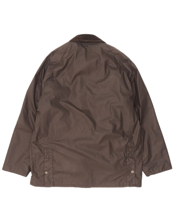Vintage hombres Sherpa chaqueta de algodón encerado Reino Unido 38 acrílico negro medio