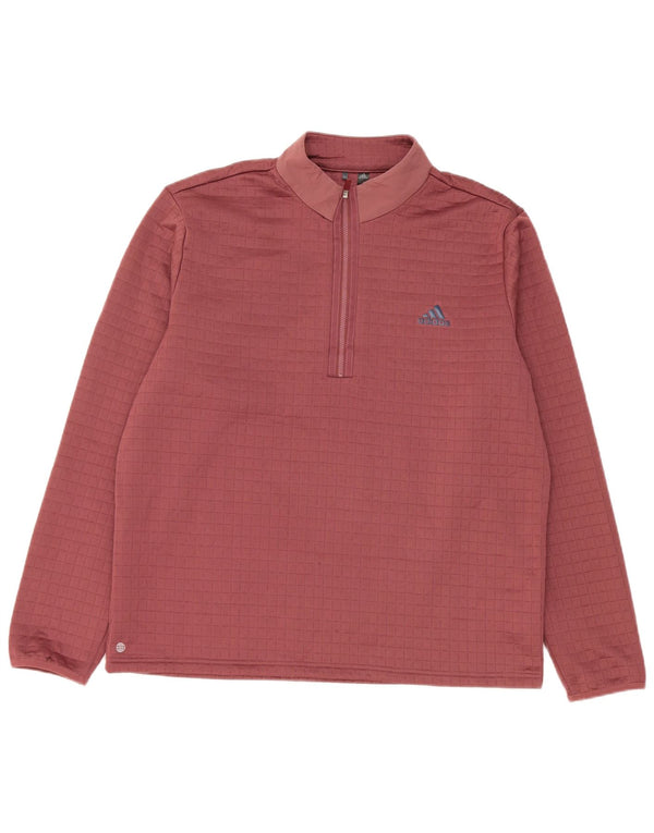 Adidas Mens Zip Neck Pullover Tracksuit Top Large Burgundy Polyester