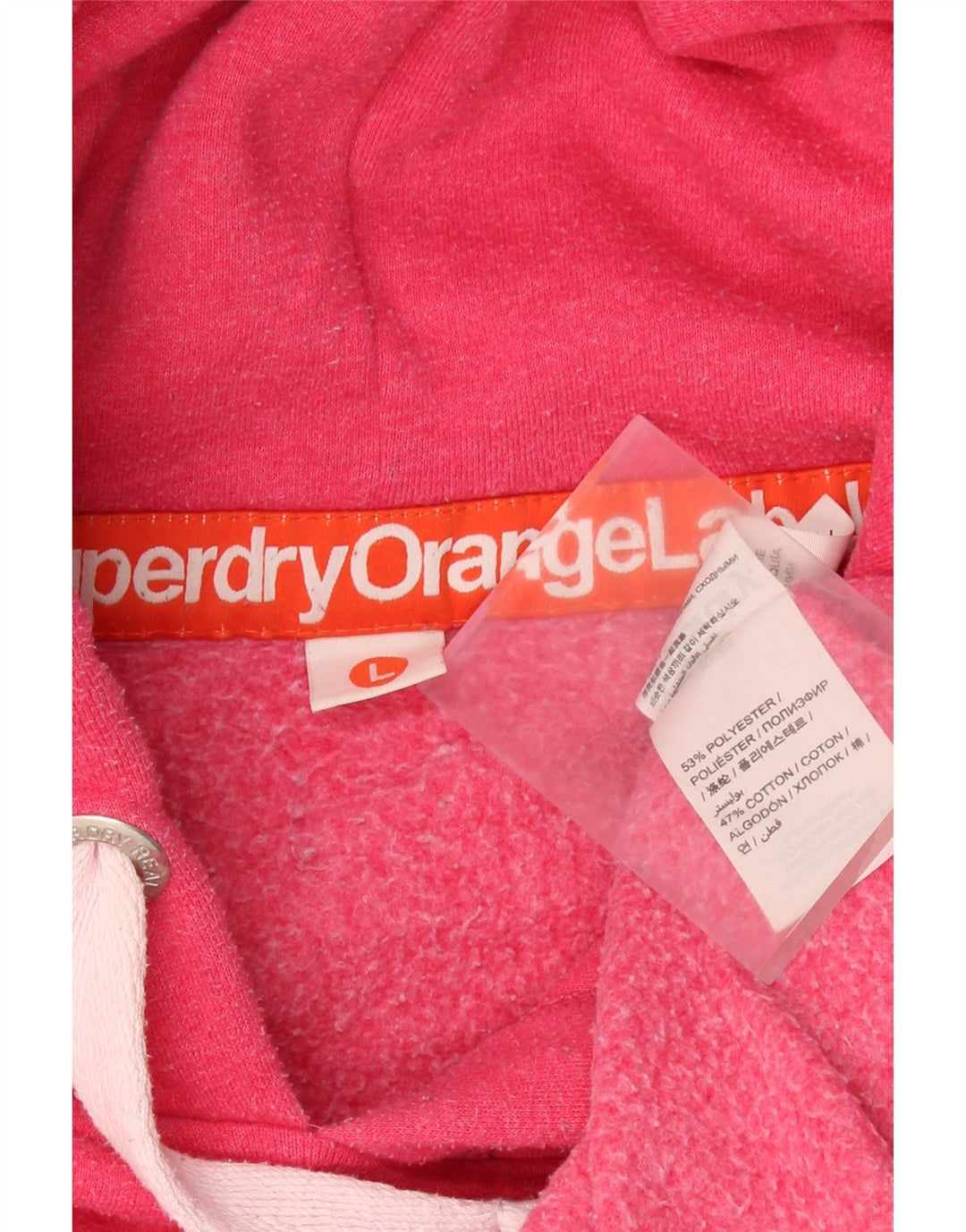 SUPERDRY Womens Hoodie Jumper UK 16 Large Pink Polyester