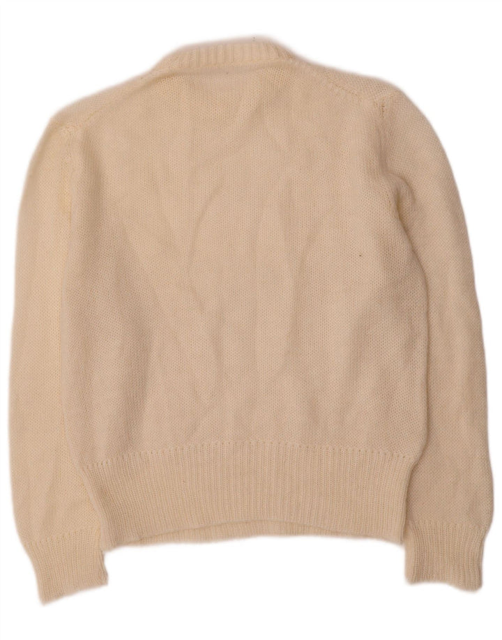 Vintage Womens Crew Neck Jumper Sweater UK 12 Medium Off White
