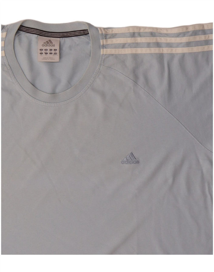 Adidas Mens T-Shirt Top 2XL Blue Cotton