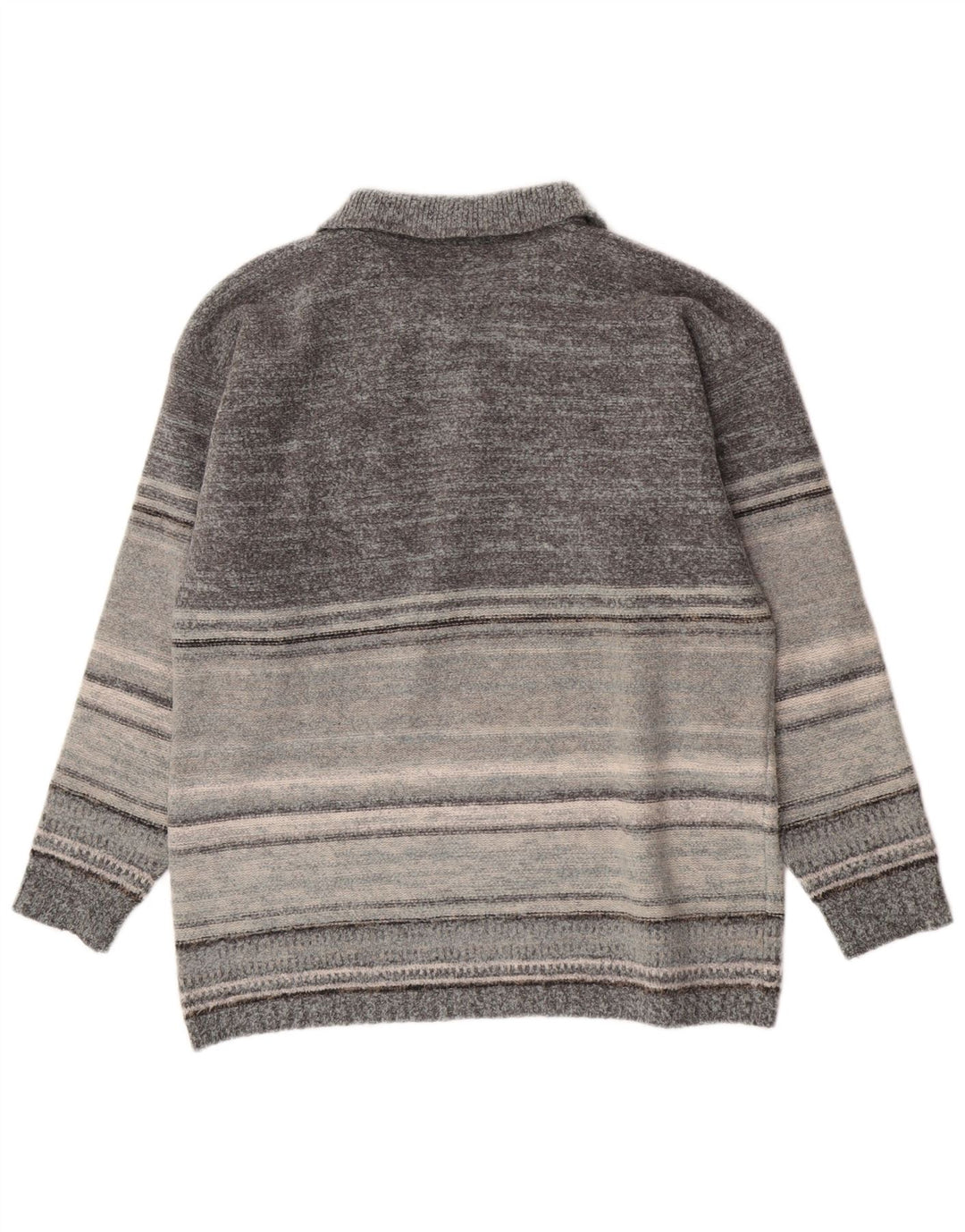 Kappa Mens Polo Neck Jumper Sweater XL Grey Striped Wool