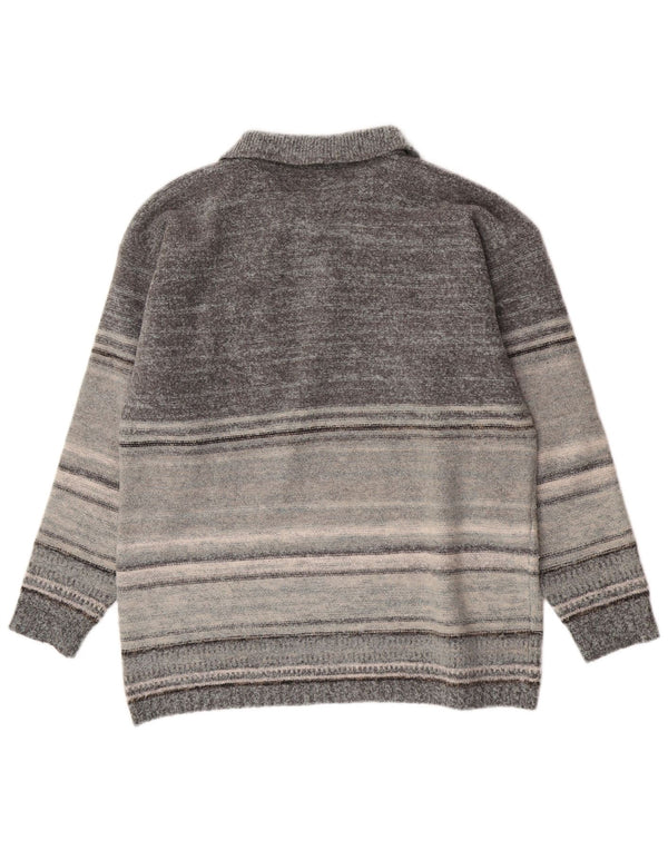Maglione Kappa da uomo con collo a polo XL in lana a righe grigie