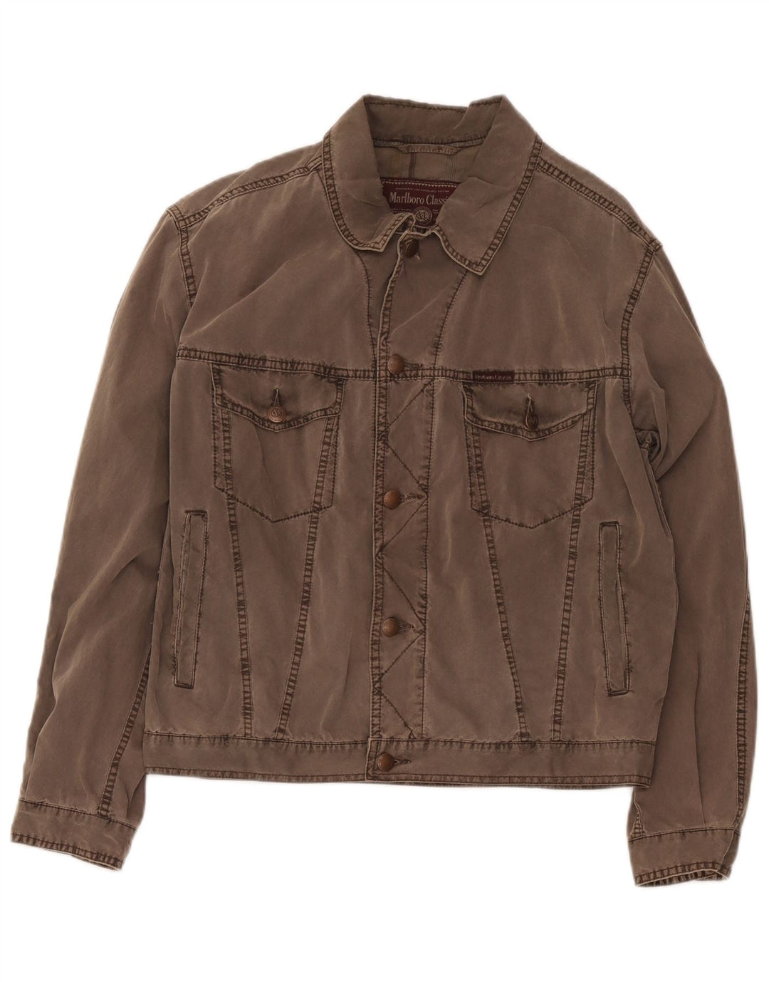 Marlboro Classics Mens Bomber Jacket UK 38 Medium Brown Cotton