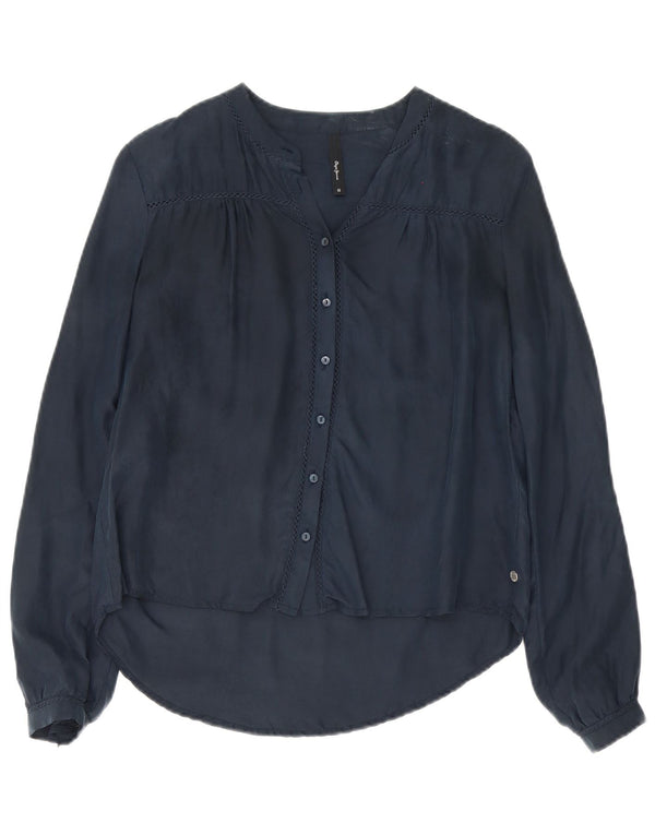 Bluză cămașă supradimensionată pentru femei PEPE Jeans UK 6 XS Mătase bleumarin