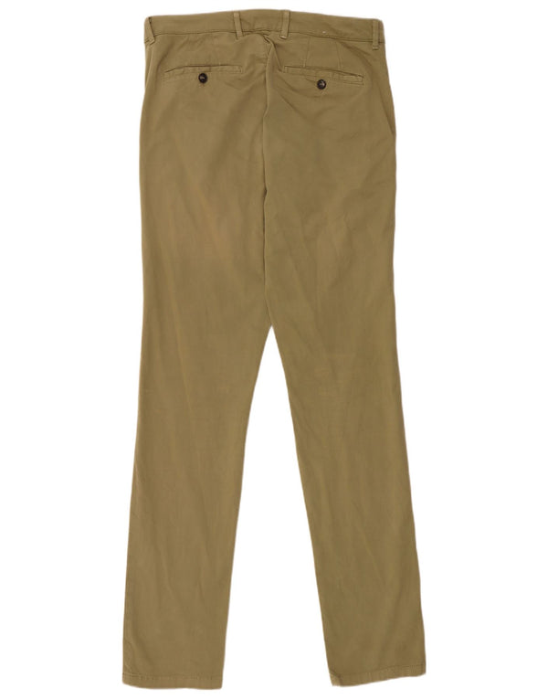 Benetton Damen Slim Chino-Hose IT 46 Large W32 L33 Khaki Baumwolle