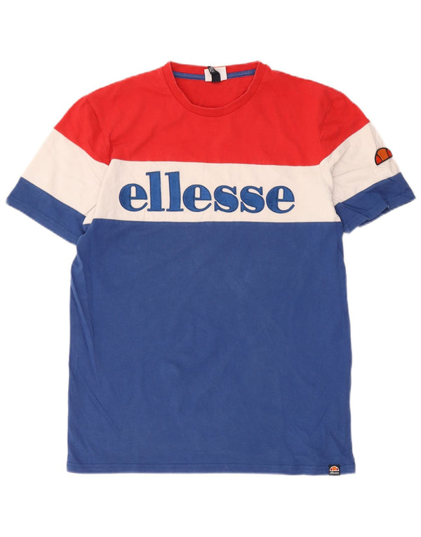 Ellesse Herre Grafisk T-Shirt Top Medium Blue Colourblock Bomuld