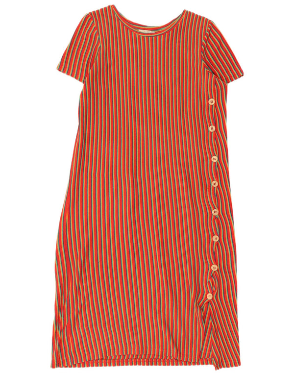 Zara Dame Trafaluc Skift Kjole UK 14 Medium Rød Stribet Bomuld