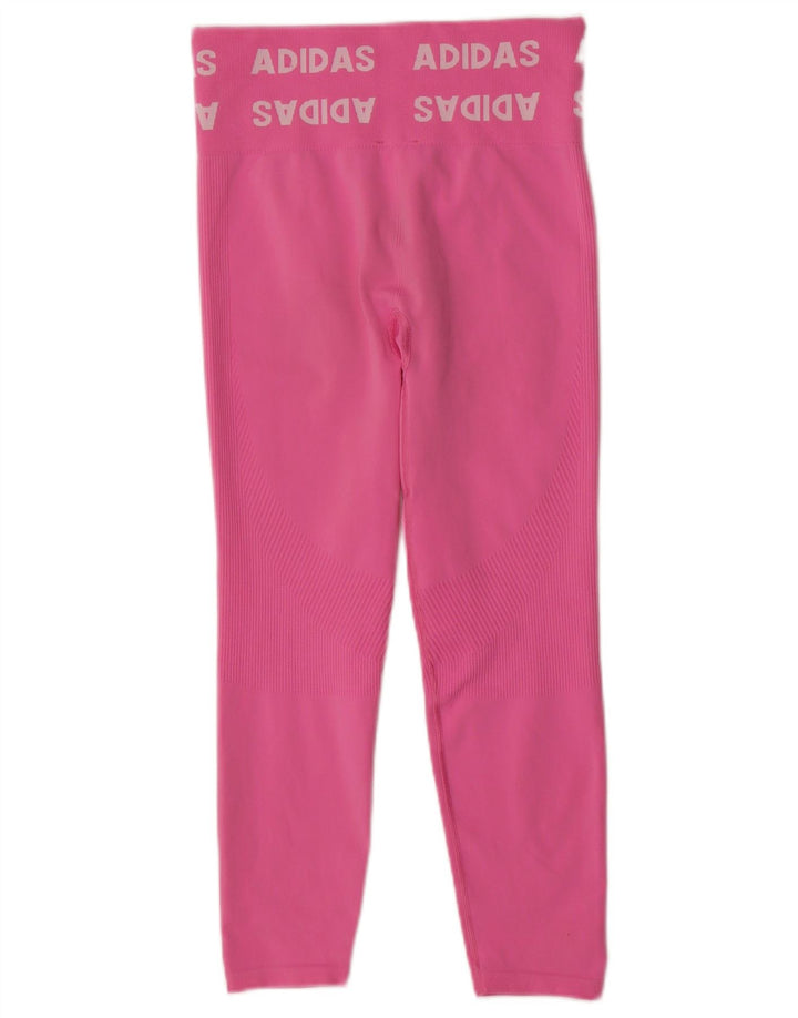 ADIDAS Womens Graphic Leggings UK 12/14 Medium  Pink Polyester