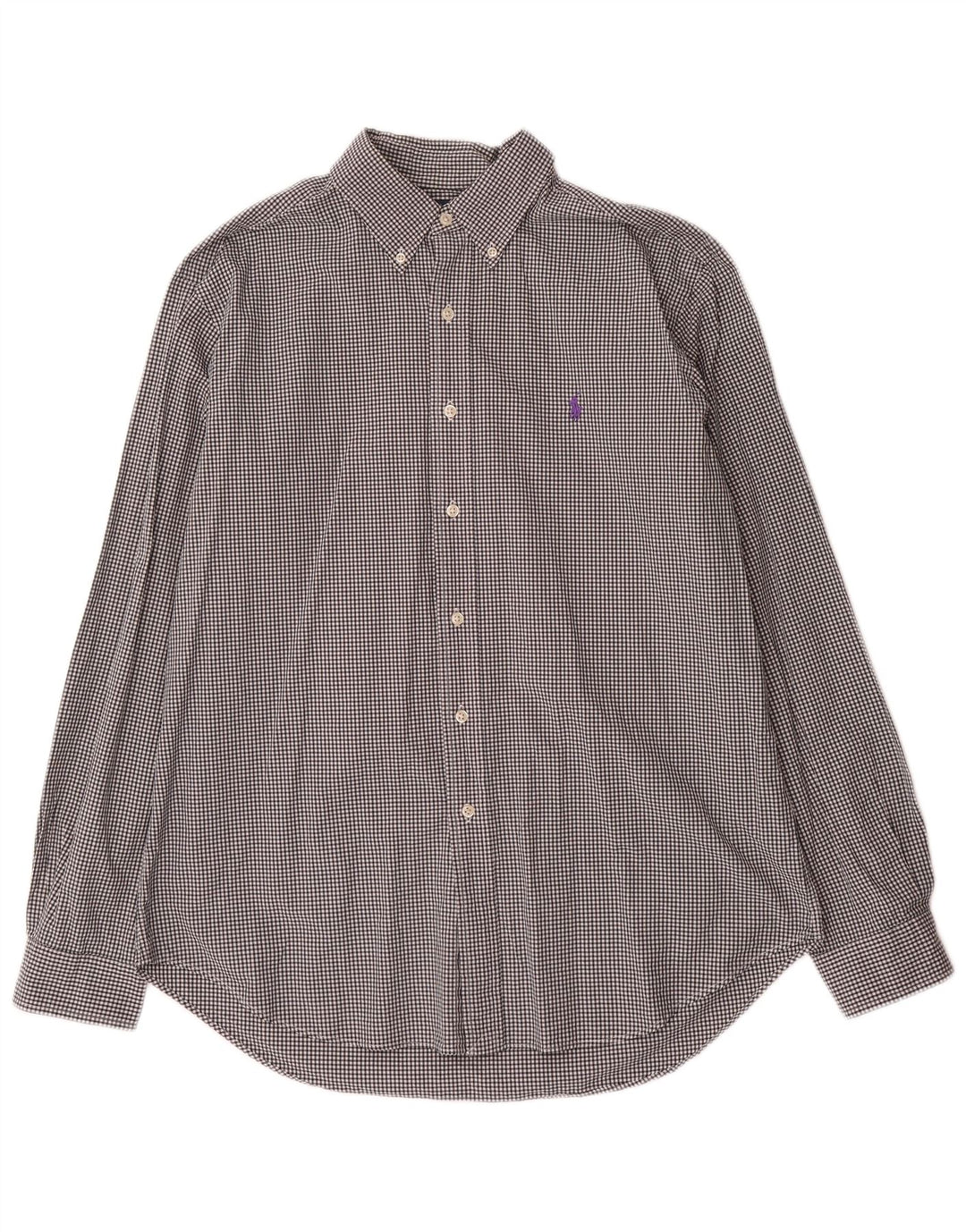 Ralph Lauren Mens Classic Fit Shirt Large Black Gingham Cotton