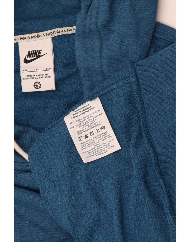 Nike Mens Hoodie Jumper 2XL Blue Cotton
