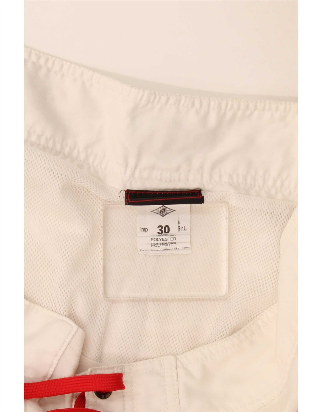 Bear Mens Graphic Swimming Shorts Medium White Colourblock Polyester
