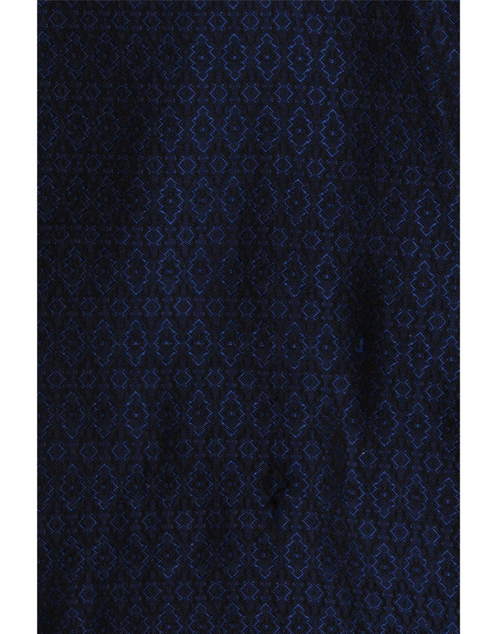 Vintage Womens Double Breasted Coat UK 16 Large Navy Blue Geometric