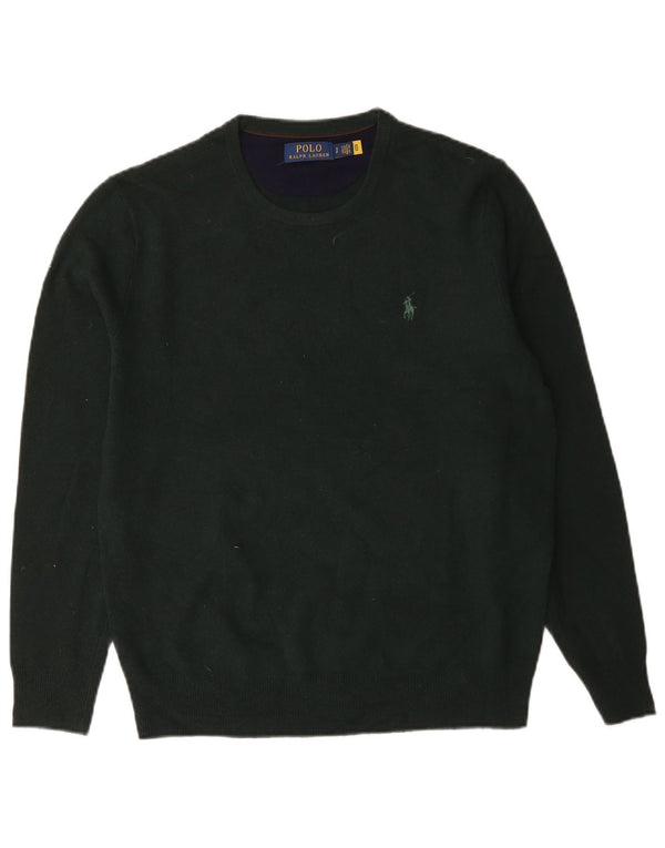 Polo Ralph Lauren Mens Crew Neck Jumper Sweater Small Green Wool