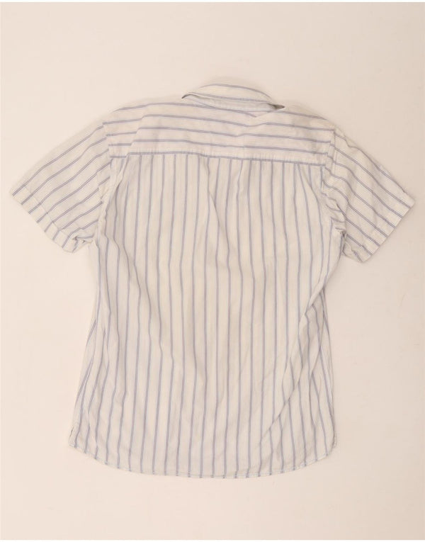 Camisa Tommy Hilfiger de manga corta y corte ajustado para hombre, algodón a rayas blancas grandes