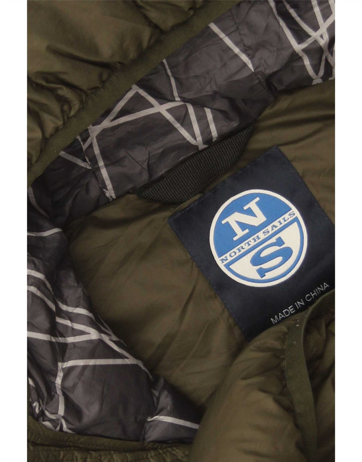 North Sails Mens Hooded Padded Jacket UK 40 Large Khaki Polyamide