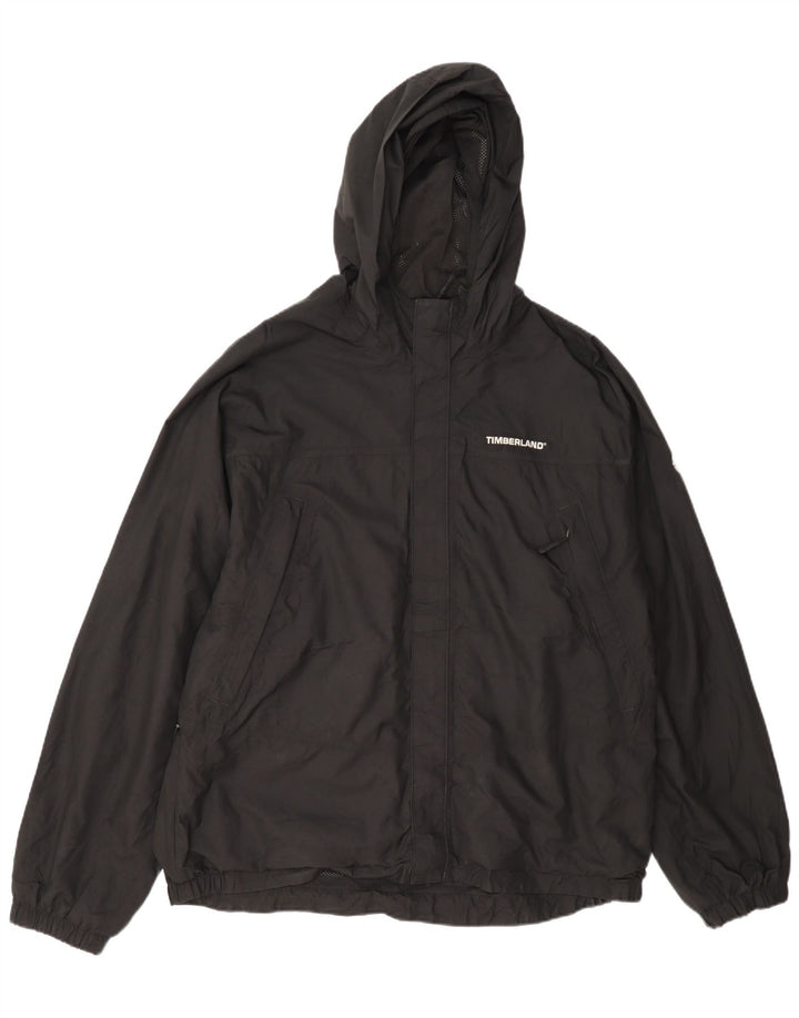 Timberland Mens Hooded Rain Jacket UK 40 Large Black Nylon