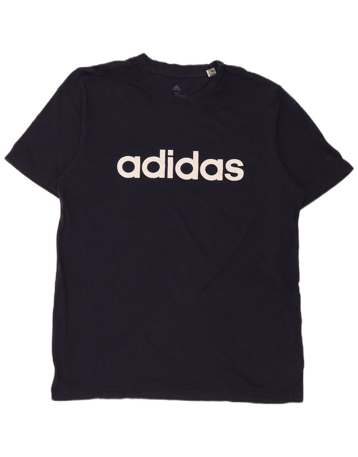 Adidas Mens Graphic T-Shirt Top Medium Navy Blue Cotton