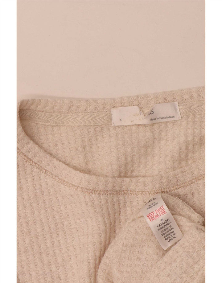 Marks & Spencer Damen Top Langarm UK 16 Large Beige Viskose