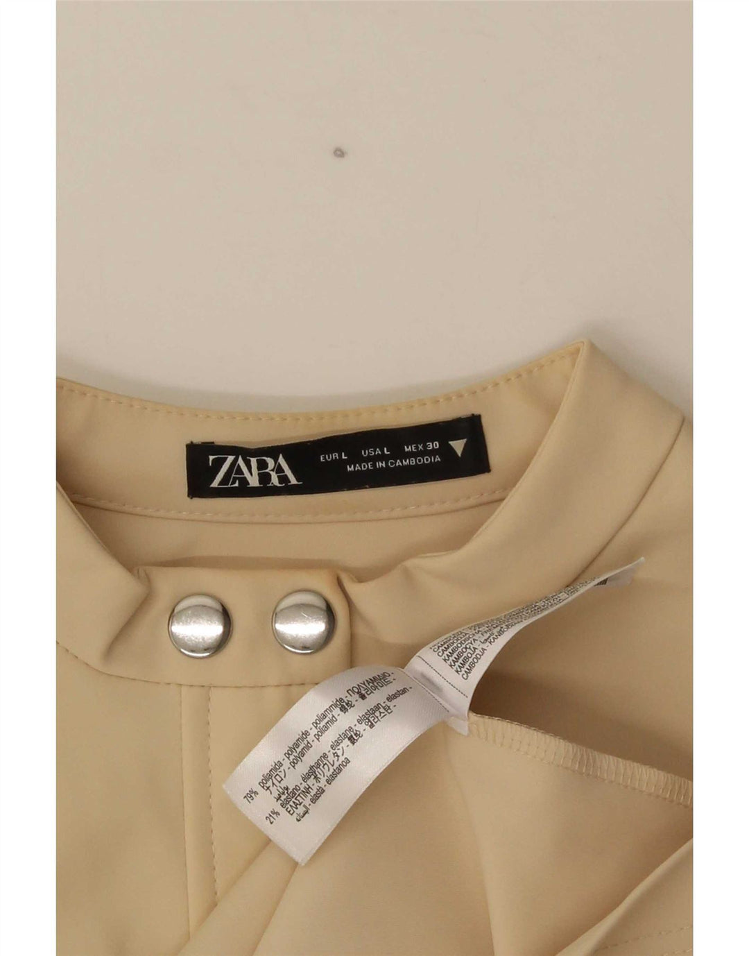 Zara Womens Sheath Dress UK 14 Large Beige Polyamid
