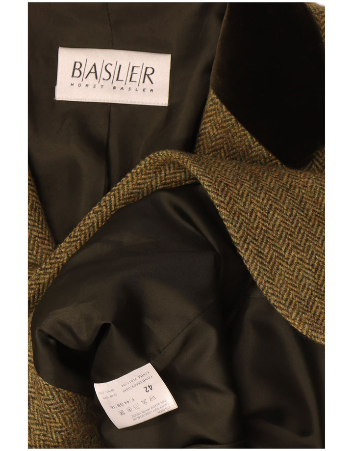 Basler Dame 3 Button Blazer Jacket UK 16 Large Green Herringbone Classic
