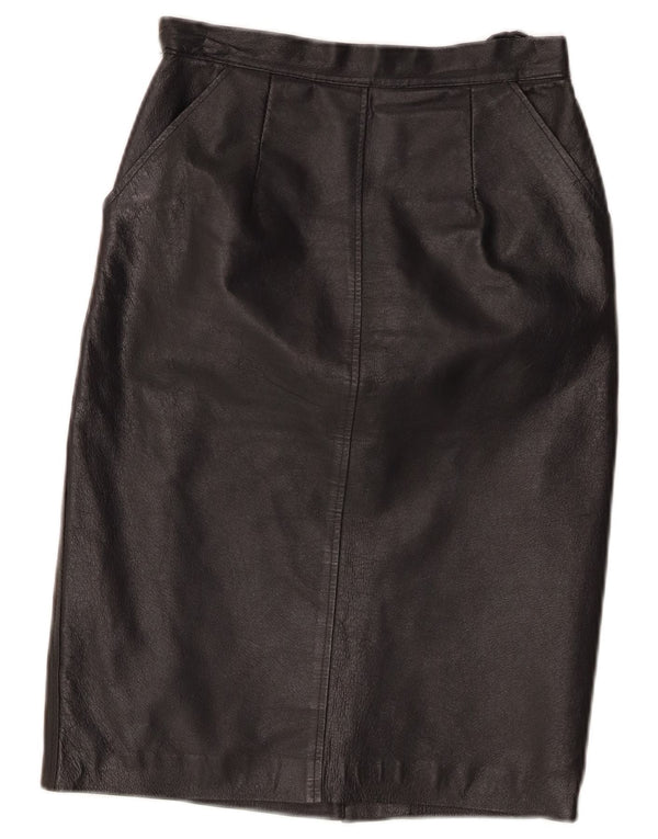 Vintage Womens Leather Skirt W24 XS Black