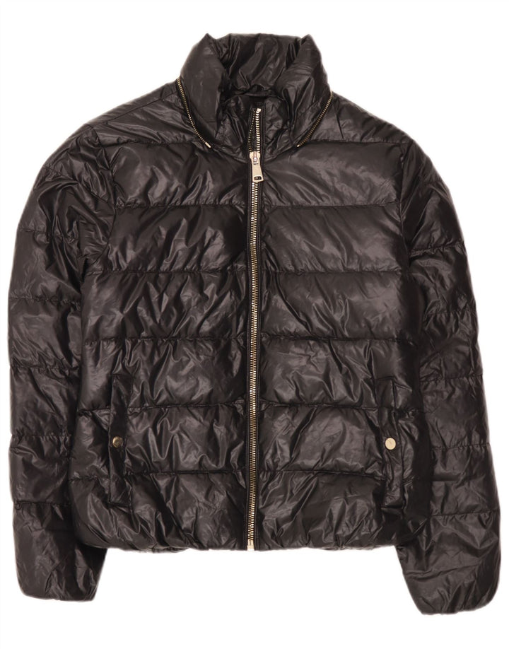 Zara Damen Wattierte Jacke UK 14 Large Schwarz