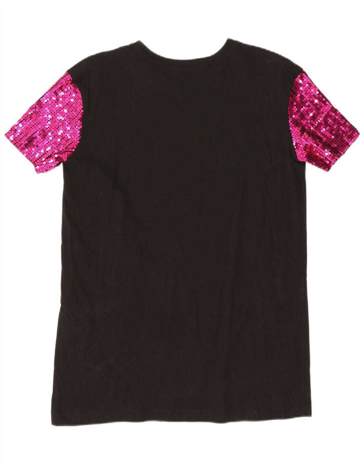 Zara Damen-Tunika-Oberteil mit Grafik, UK 10, Größe S, Schwarz, Polyester