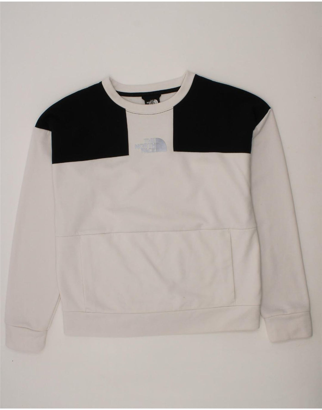 THE NORTH FACE Womens Sweatshirt Jumper UK 14 Medium White Colourblock Vintage The North Face and Second-Hand The North Face from Messina Hembry 