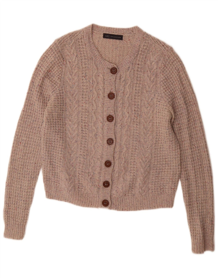 Marks & Spencer Womens Cardigan Sweater UK 14 Large Grey Flecked Wool