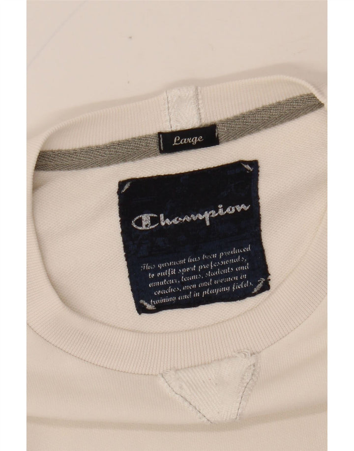 CHAMPION Mens Graphic Sweatshirt Jumper Large White