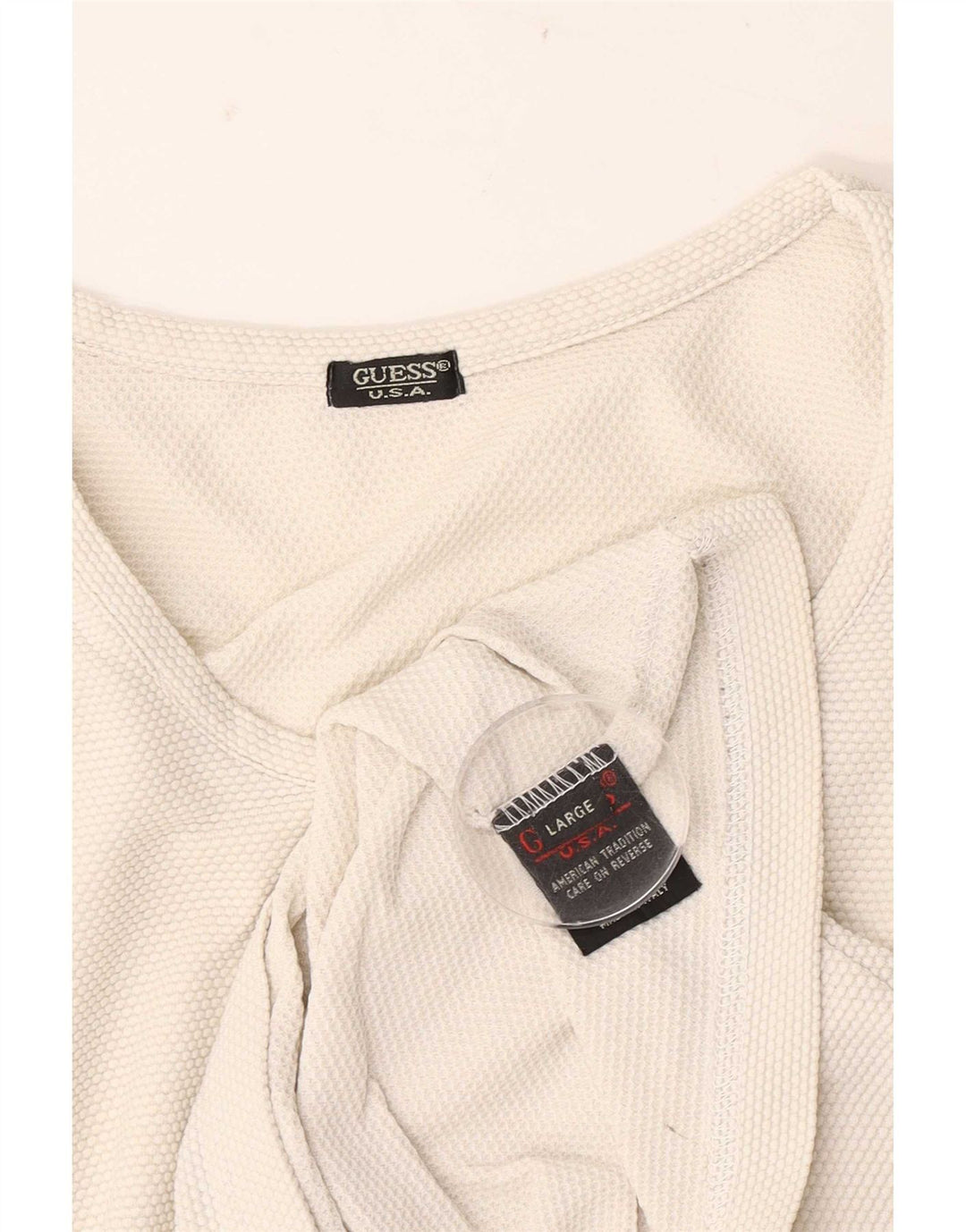 Guess Damen Top Langarm UK 14 Large Weiß