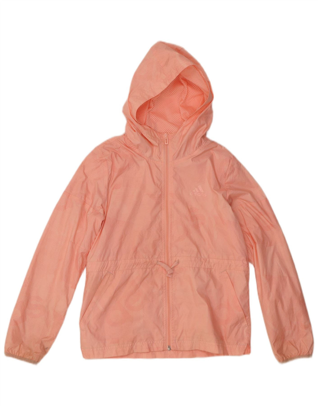 Adidas Girls Hooded Rain Jacket 11-12 Years Pink Polyester