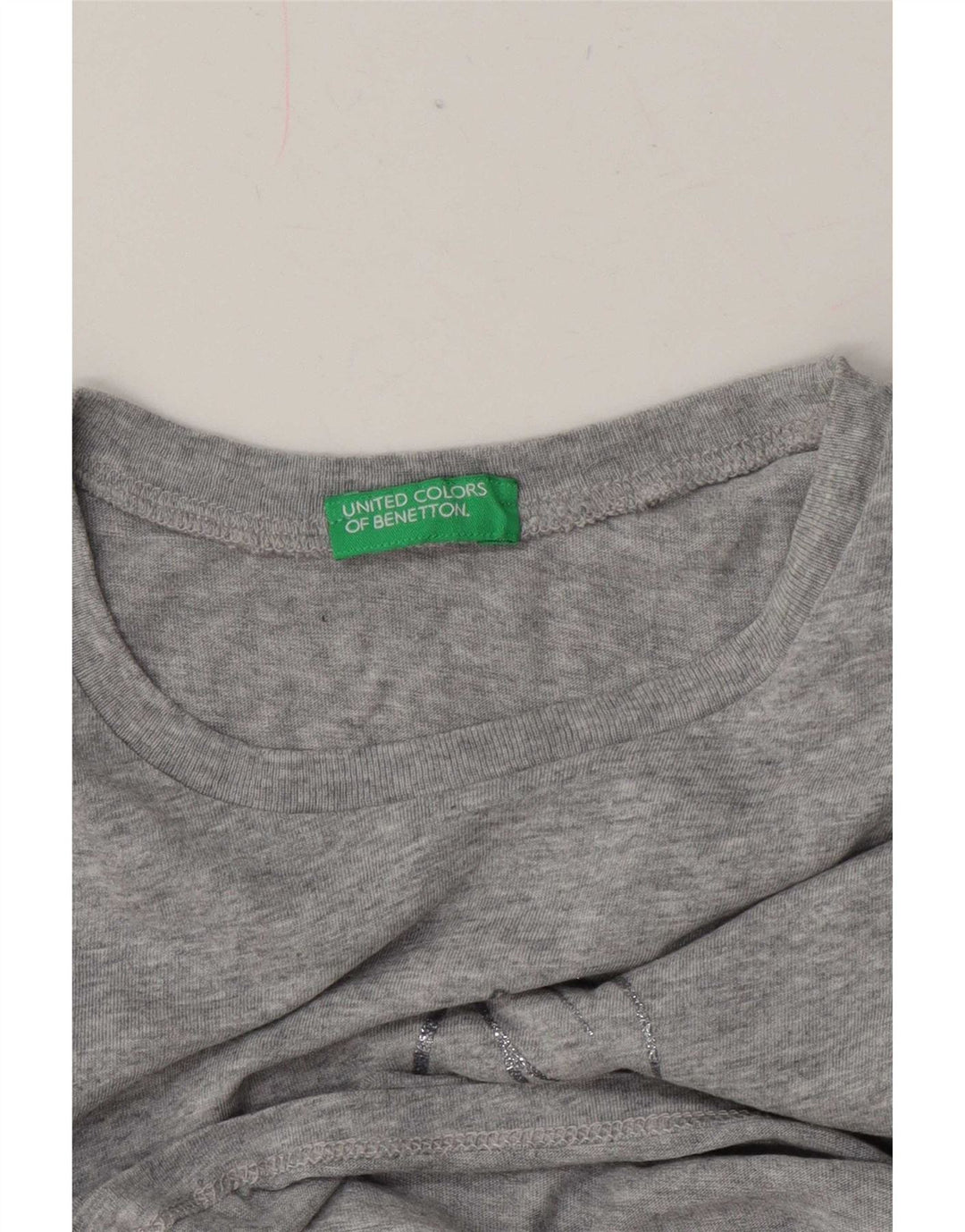 Benetton Womens Graphic T-Shirt Top UK 12 Medium Grey