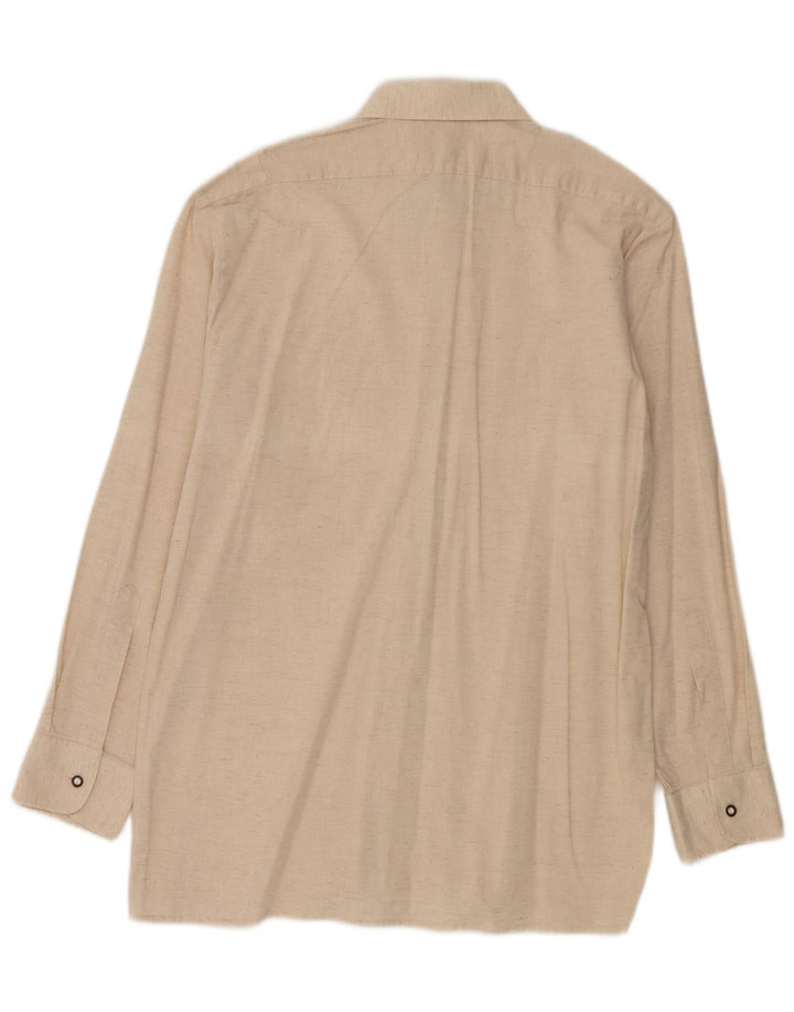 Vintage Mens Shirt Size 40 Medium Beige Silk