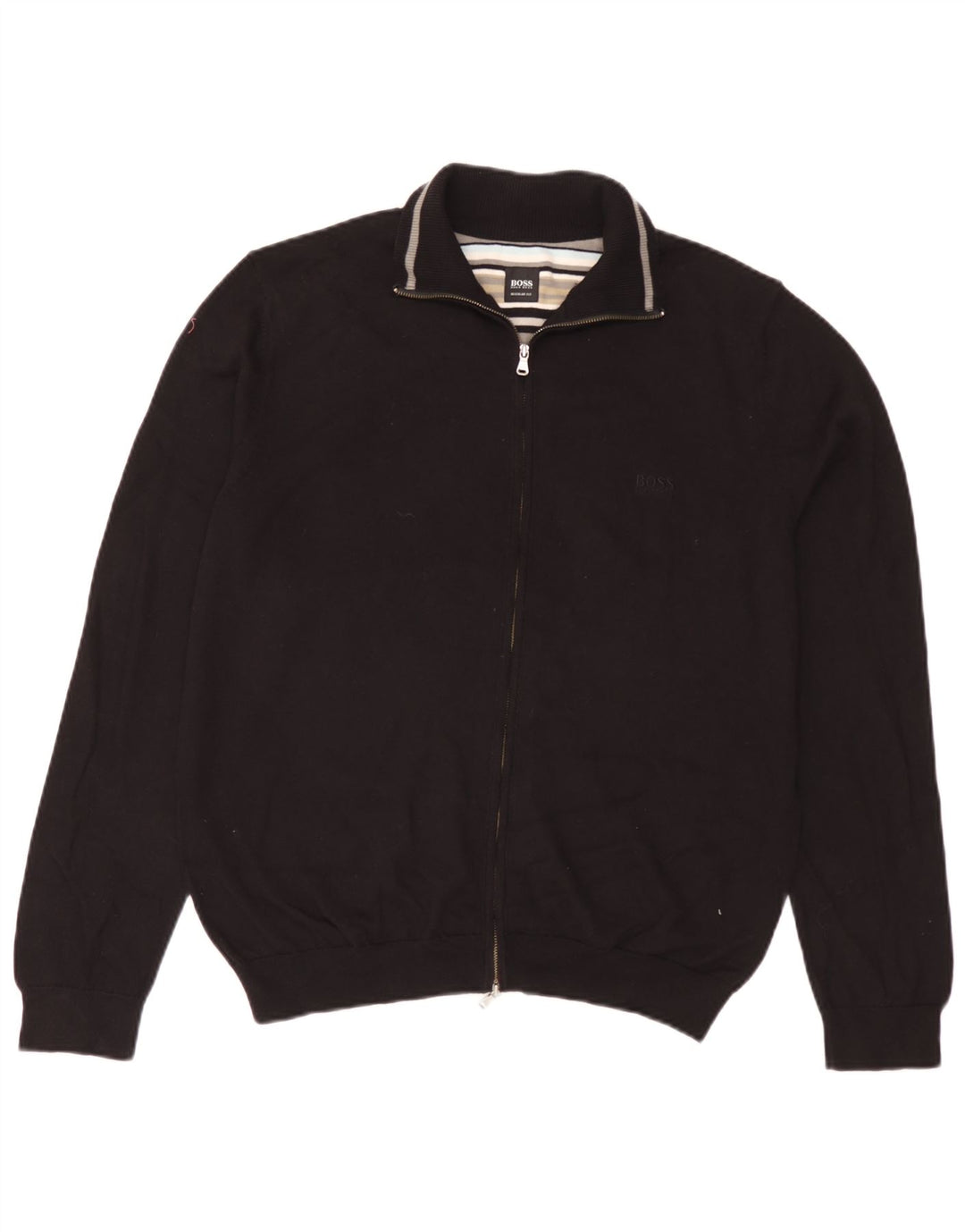Hugo Boss Mens Regular Fit Cardigan Sweater Large Black Cotton