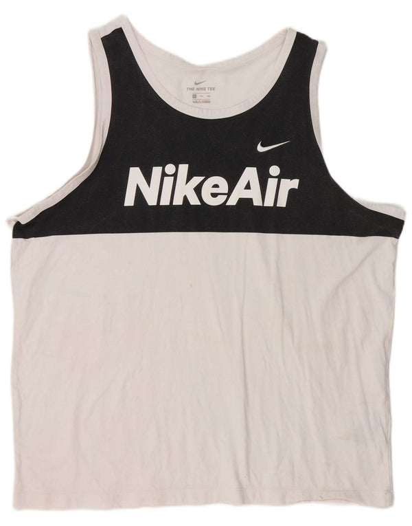 Nike Herren-T-Shirt mit Grafik, 2XL, weiße Farbblock-Baumwolle