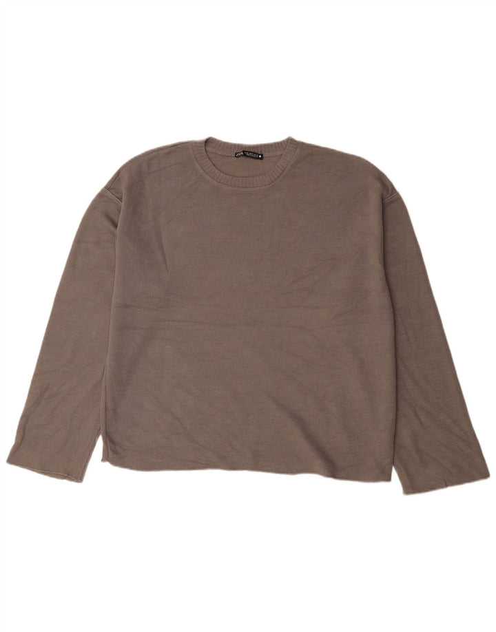 Zara Womens Oversized Top Long Sleeve UK 14 Medium Brown