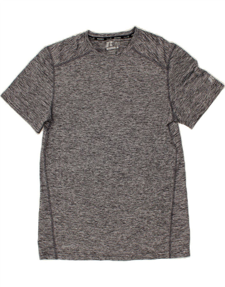 RUSSELL ATHLETIC Mens T-Shirt Top Medium Grey Flecked Polyester Vintage Russell Athletic and Second-Hand Russell Athletic from Messina Hembry 