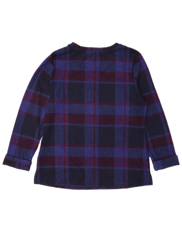 Top in camicetta a maniche lunghe da donna Marks & Spencer UK 12 medio blu navy a quadri