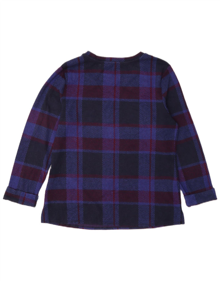 Top in camicetta a maniche lunghe da donna Marks & Spencer UK 12 medio blu navy a quadri