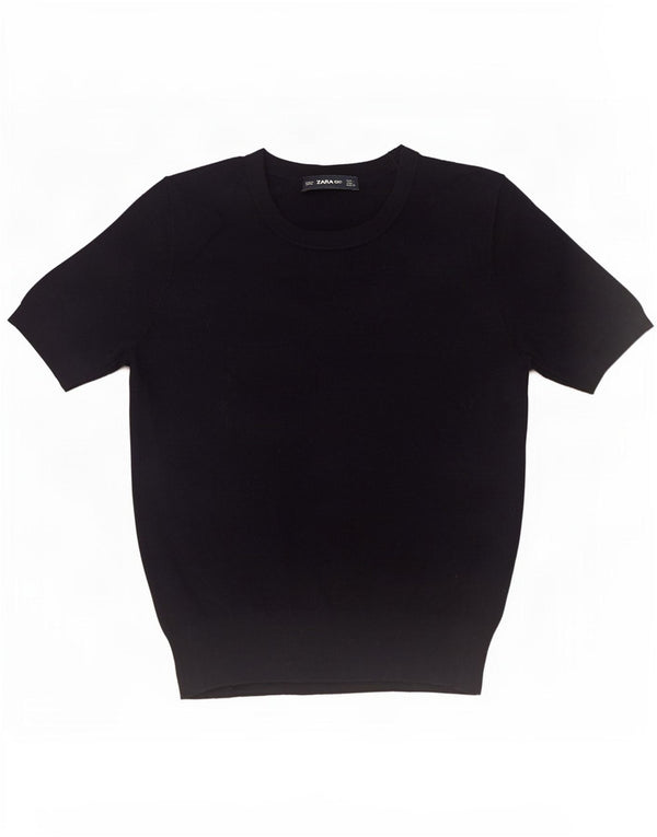 Zara Blusa para mujer Top UK 44 Large Viscosa azul marino