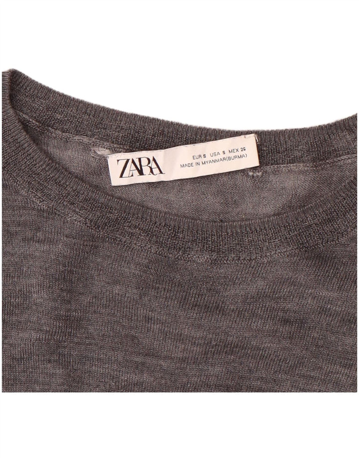 ZARA Womens Boat Neck Jumper Sweater UK 10 Small Grey