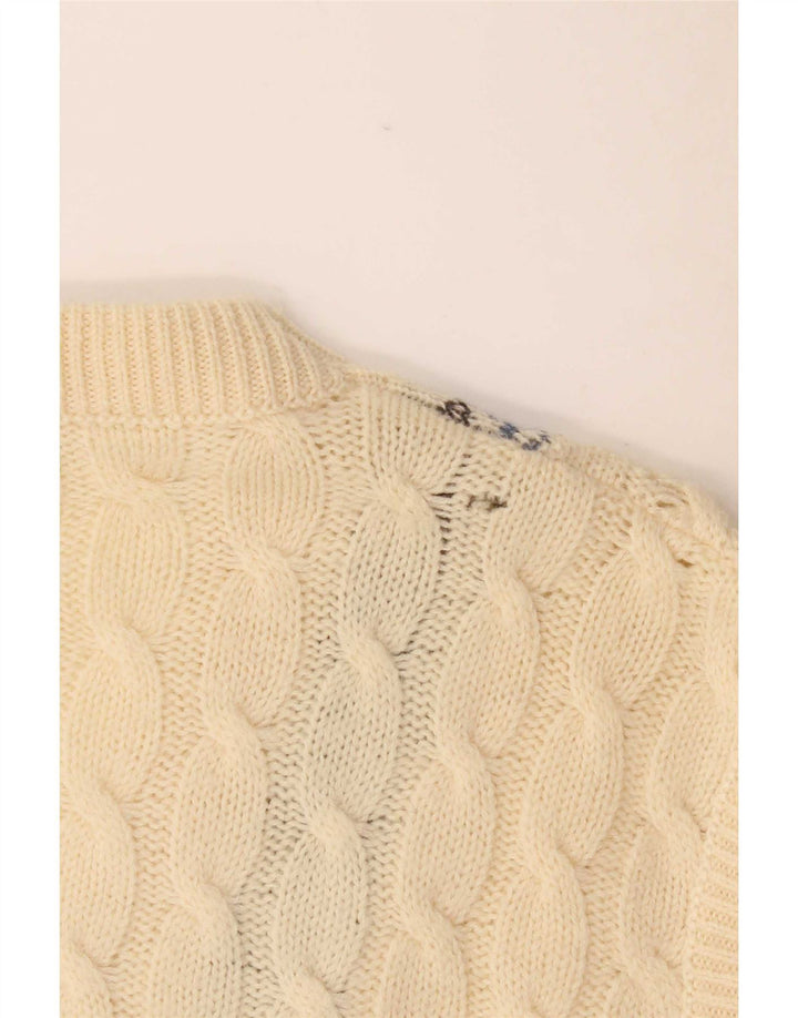 Vintage Mens Vest Tank Top Large Off White Fair Isle Wool