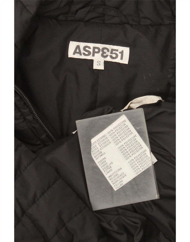Vintage Womens Padded Coat UK 10 Small Black Polyester