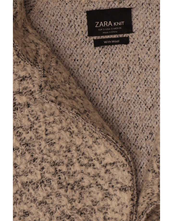 Zara Womens Oversized Overcoat UK 10 Small Beige Flecked Wool