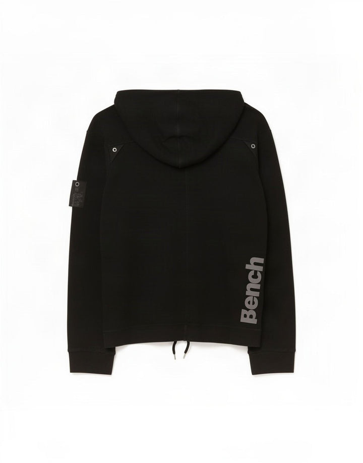 Bænk Dame Grafisk Knap Hals Hættetrøje UK 14 Medium Sort