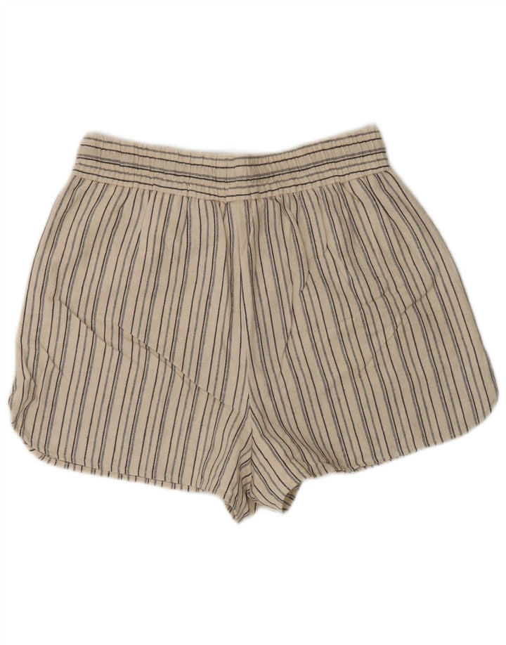 Zara Womens Chino Shorts Medium W28 Beige Striped Cotton