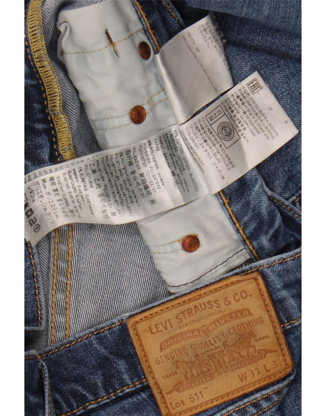 Męskie jeansy Levi's 511 Slim W31 L32 Niebieskie bawełniane