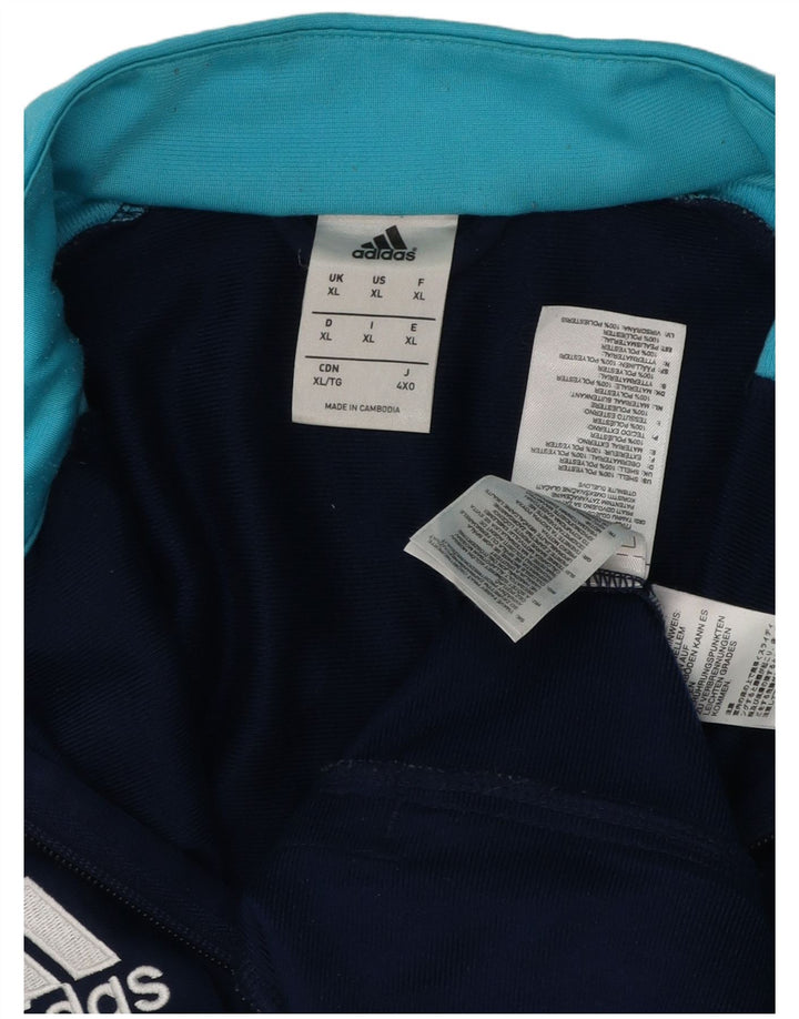 ADIDAS Mens Tracksuit Top Jacket XL Navy Blue Colourblock Polyester